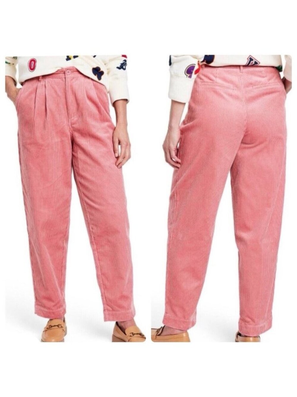 Rowing Blazers Target Womens Corduroy Pants Pink Pleated 90s Y2K Straight Size 2